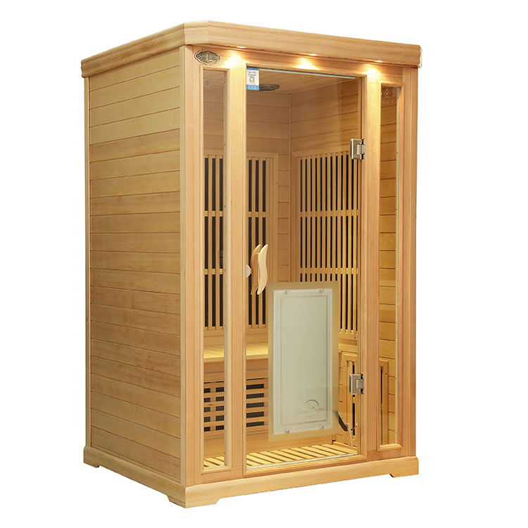 Hemlock Far Infrared Sauna nggunakake daya lan kayu apa?