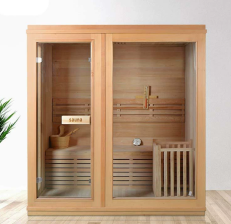 Ngarep Steam Sauna Kanthi Timer - Konstruksi Kayu Cedar Alam kanggo Sesi Spa Santai Ngarep Steam Sauna Kanthi Timer - Konstruksi Kayu Cedar Alam kanggo Sesi Spa Santai