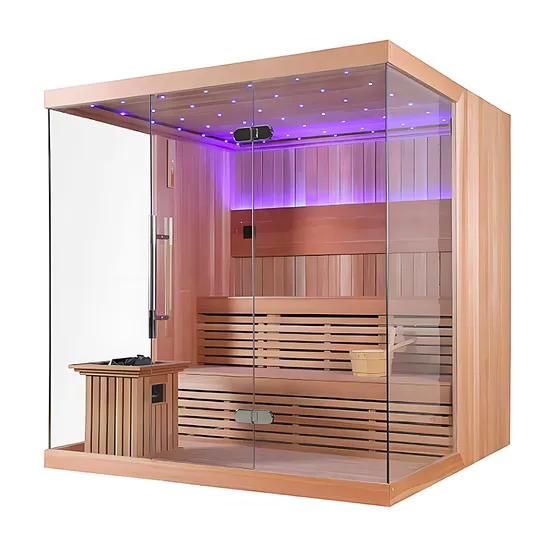 Sauna Kayu Solid 2-in-1 - Dilengkapi Kompor Pemanas & Panel Panas